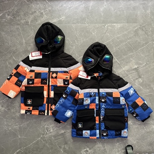 有吊牌80-120男童滑雪服眼镜款羽绒服防水防风洋气外套羽绒连帽帅