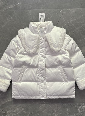 瑕疵 110-160女童中大童白色羽绒服外套韩版洋气时尚厚实保暖立领