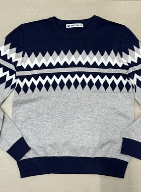 170-180秋冬新品男装青少年圆领套头毛衣针织时尚潮流休闲打底衫