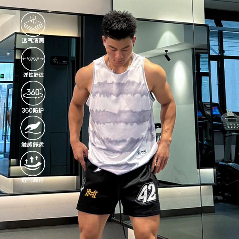 SATJDM美式背心条纹扎染透气窄肩篮球运动健身跑步无袖坎肩T恤潮,男装,背心,淘宝优惠券,粉丝福利购,淘宝优惠卷
