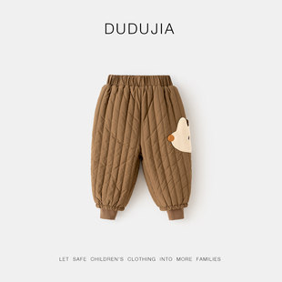 宝宝冬季加绒休闲裤儿童厚棉裤男童保暖裤子女宝束脚裤