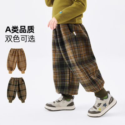 嘟嘟家儿童裤子宝宝冬季长裤男童加厚格子裤女童保暖裤童装衣服潮