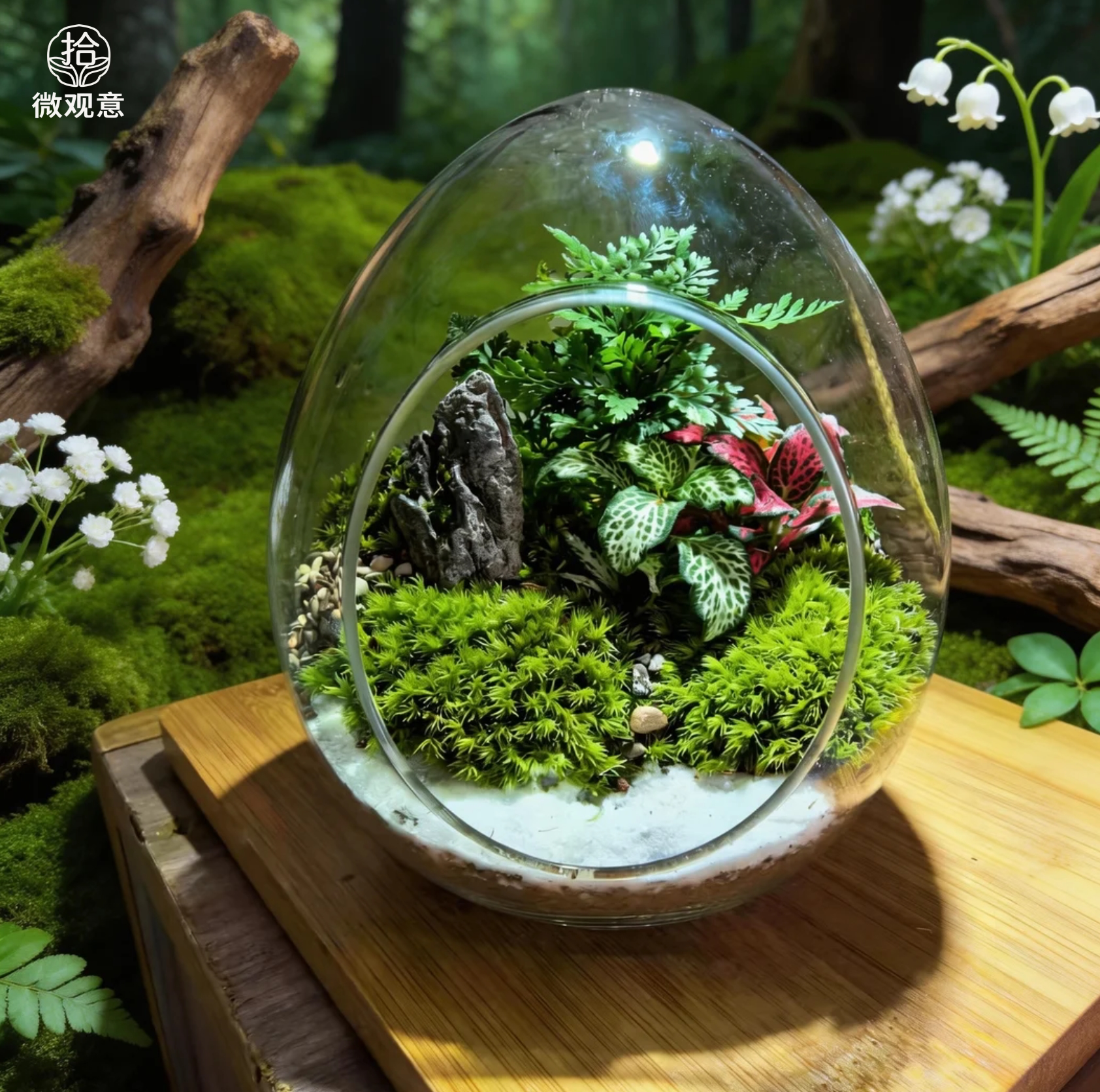 趣味苔藓生态微景观造景蛋壳绿植室内盆栽摆件成品易养活懒人盆景