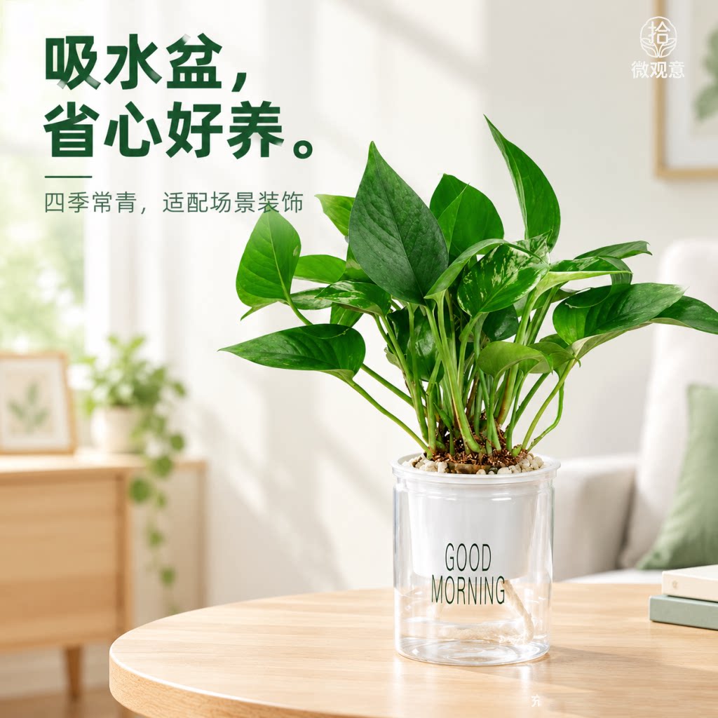 发财树绿萝早安懒人盆栽绿植花卉