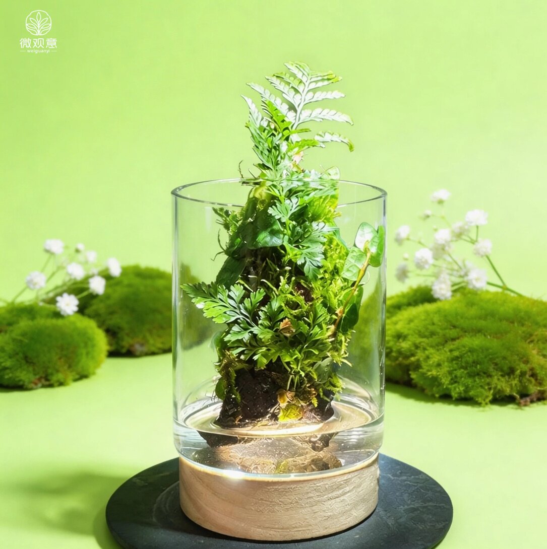 创意苔藓微景观懒人好养绿植带灯