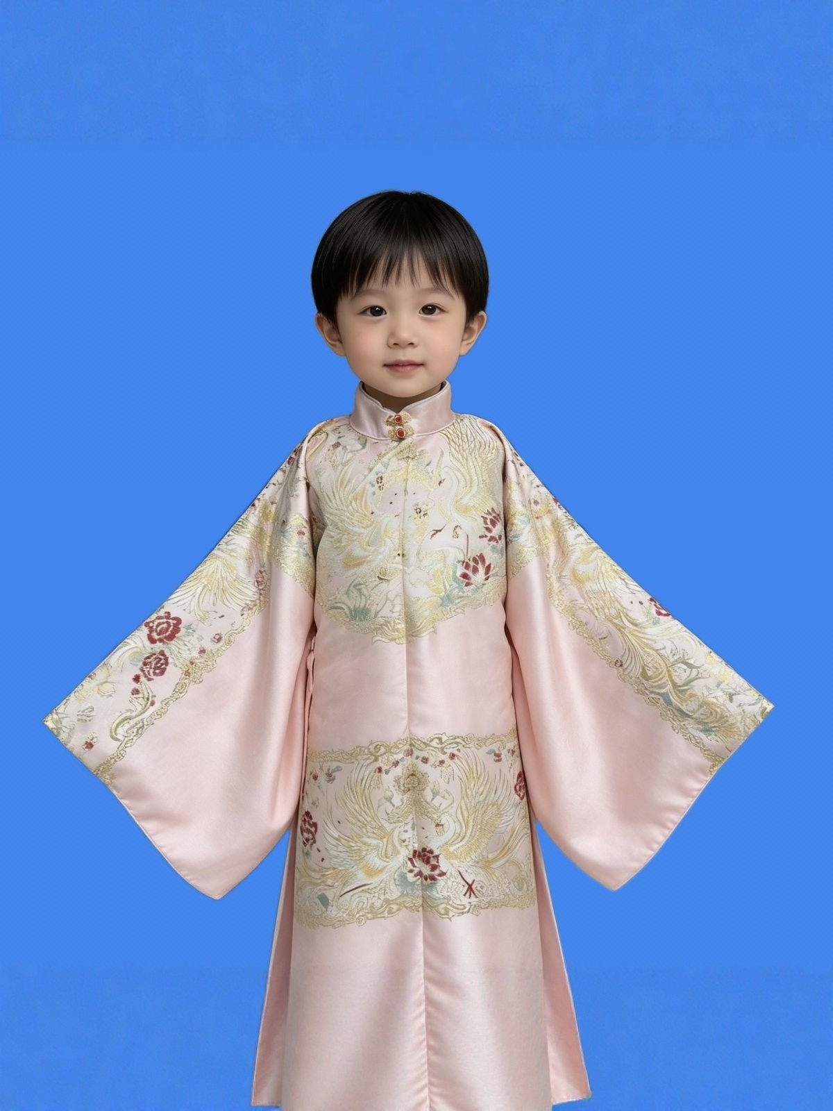 明制汉服女圆领补袍织金凤求凰儿汉服