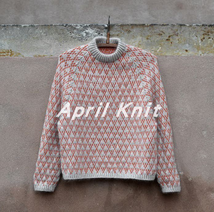 斑点套衫毛衣 中文编织文字教程说明aprilknit图解 新手勿入