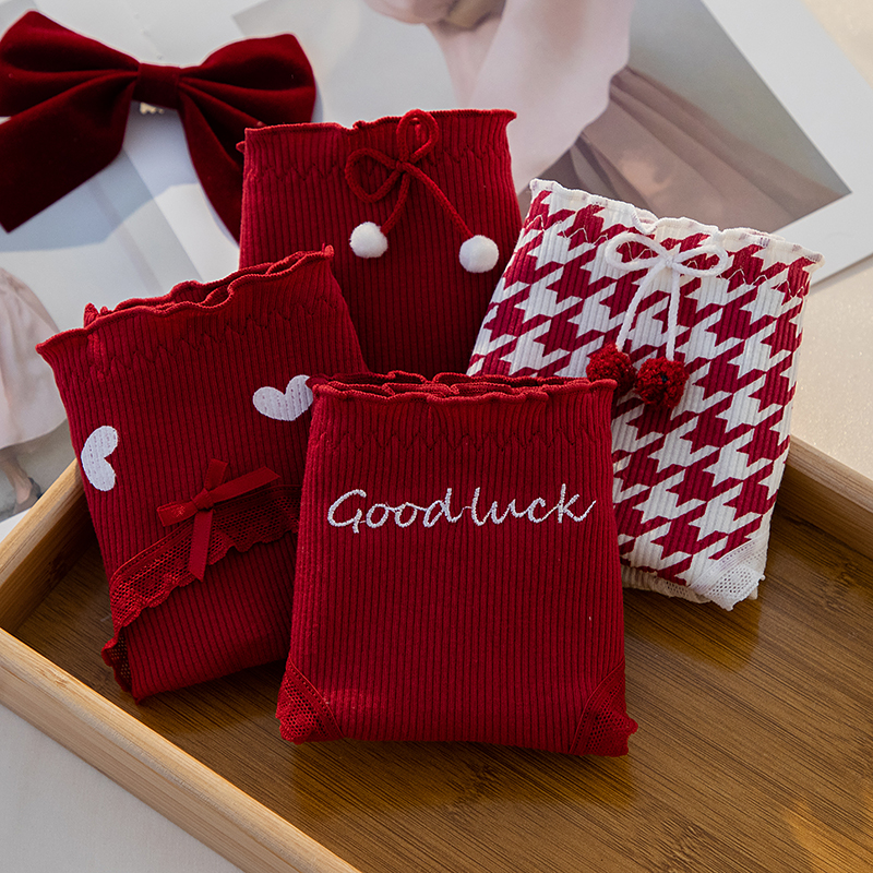 龙年红色内裤女纯棉抗菌档