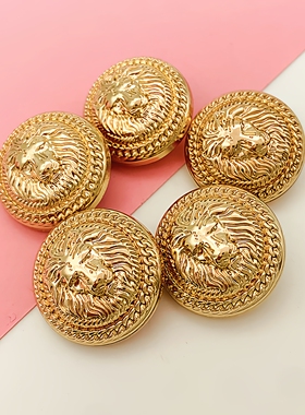高端B家男女金色大衣纽扣狮子头外套上衣毛衣裙子装饰钮扣西装扣