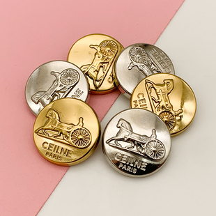 高端C家马车金属大衣纽扣毛衣外套裙子装 衣服扣子钮扣 饰金色西装
