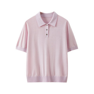 夏季女短袖针织T恤衫翻领POLO衫显瘦薄款外搭体恤打底衫工装小衫