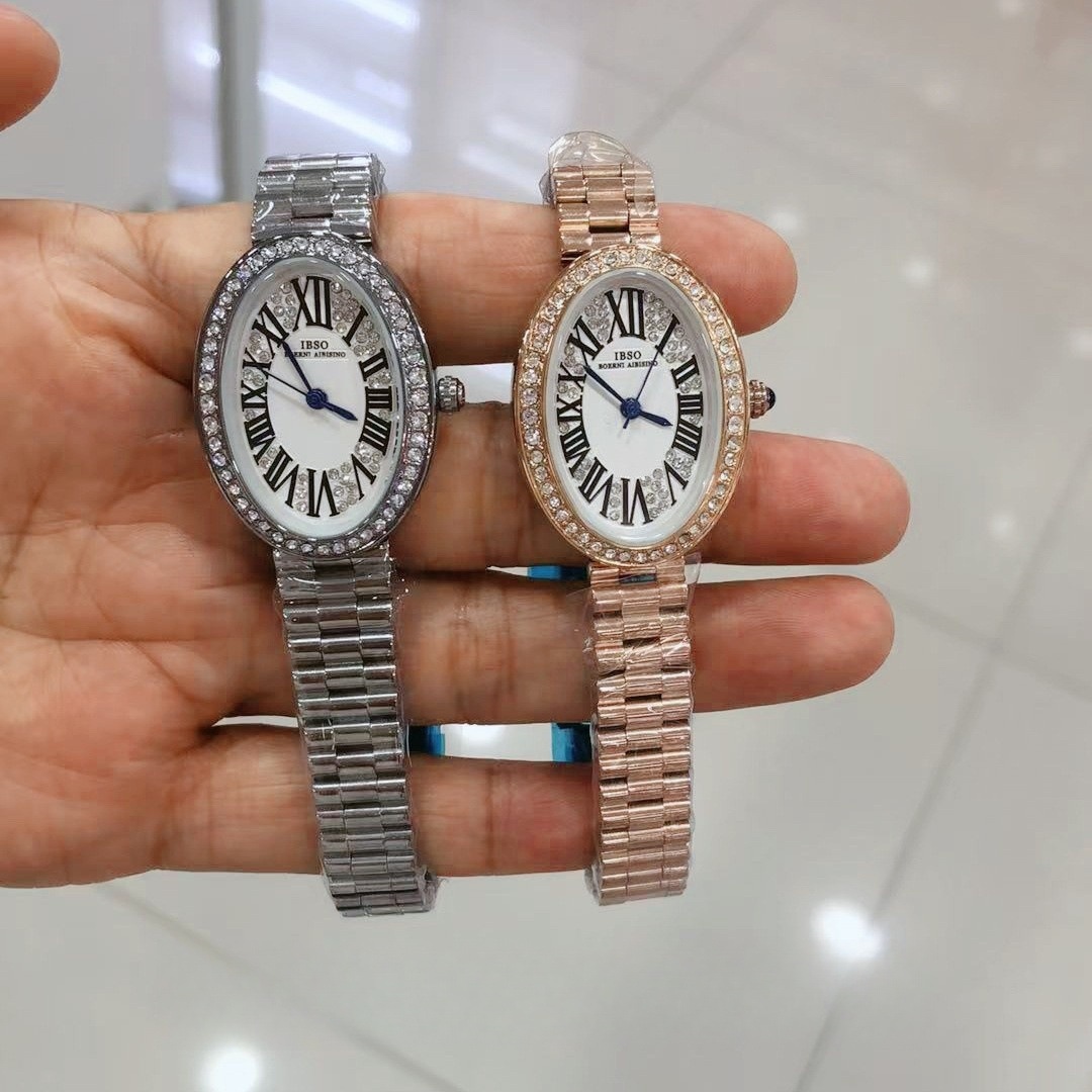 IBSO女表椭圆形表罗马刻度小众轻奢复古女士钢带手表