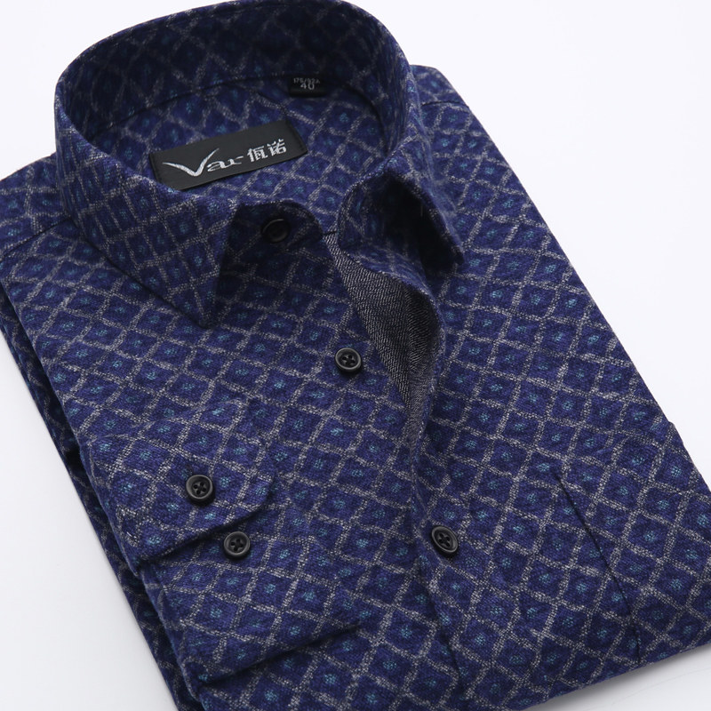 佤诺高品质厚款法兰绒长袖衬衫