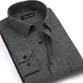 男士 var春秋纯棉磨毛法兰绒长袖 衬衫 千鸟格商务休闲内搭打底外穿