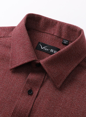 秋冬新款厚款磨毛全棉长袖男士法兰绒男士衬衫中年有口袋尖领开衫