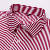 高级感商务休闲打底西装 红条纹免烫衬衫 长袖 var2026春秋全棉男士