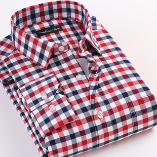 中年桑蚕丝保暖格子夹棉衬衫 长袖 加绒加厚衬衣男士 var高端冬季