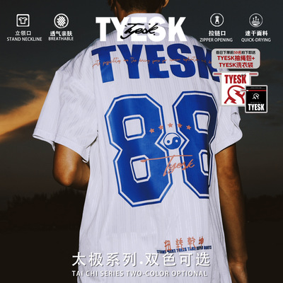 TYESK太极立领定制拉链短袖球衣