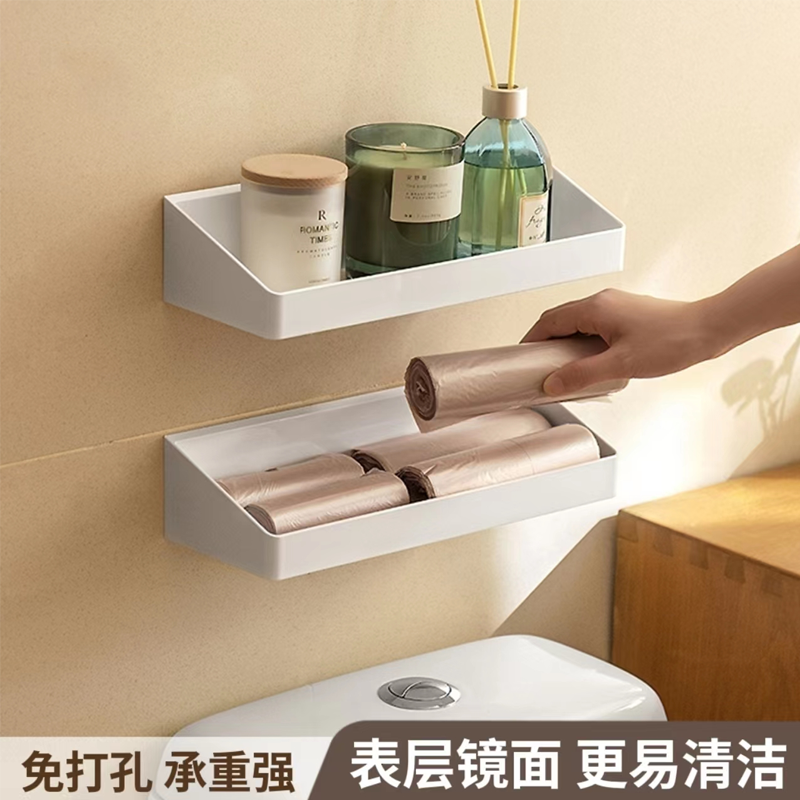 免打孔壁挂洗漱台淋浴房白色小号收纳架日式浴大号置物架厨房墙上