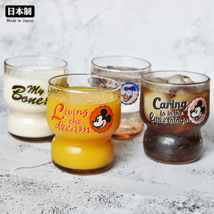 日本进口aderia迪士尼复古玻璃杯儿童唐老鸭彩色可爱卡通创意水杯