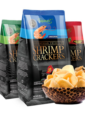 Papatonk Shrimp Crackers 印尼进口啪啪通虾片膨化食品零食袋装