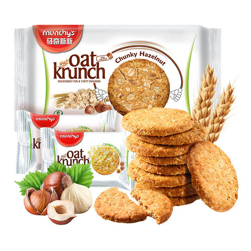 马奇新新Munchy's榛子味燕麦饼干208g办公室下午茶休闲零食年货