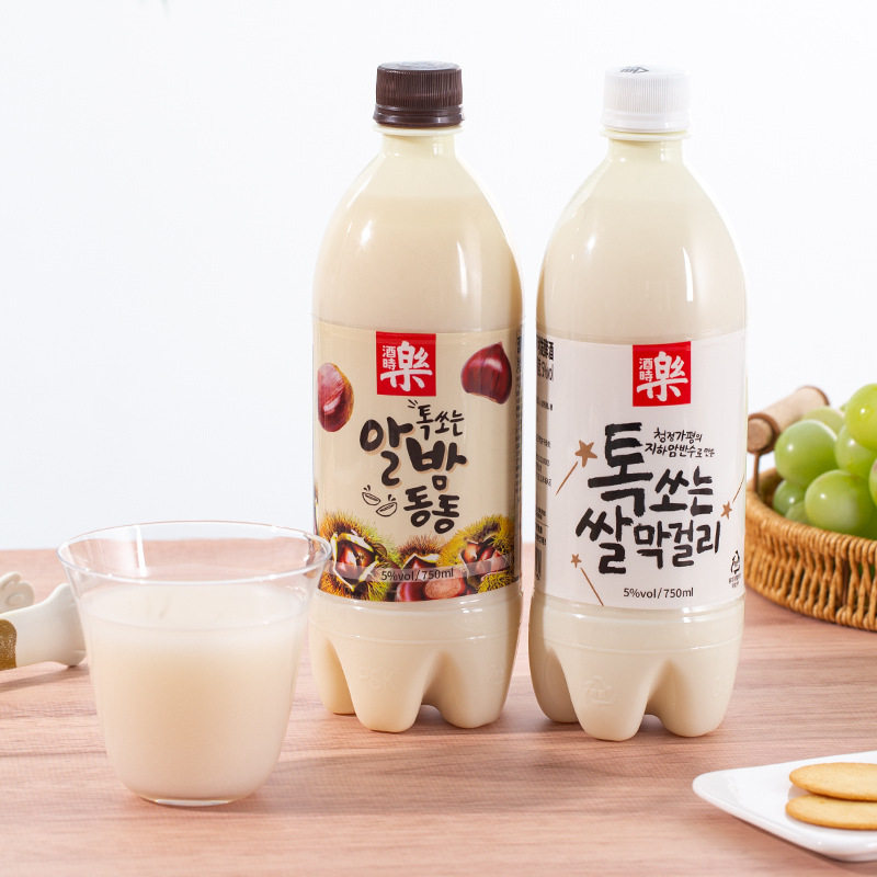 酒时乐韩国进口米酒瓶装750ml玛克丽韩式延边原味板栗味低度甜酒