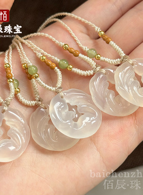 天然冰种白玉髓狐狸扣吊坠九尾狐玛瑙项链灵狐玉佩招桃花玉坠配饰