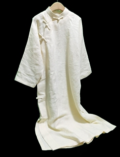 中式素衣禅意女装夏白色禅服女仙气纯麻连衣裙棉麻中国风改良旗袍