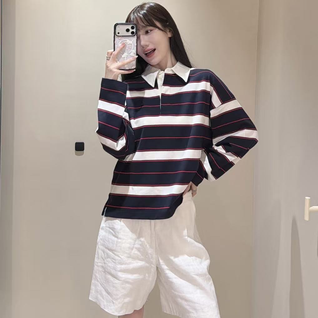 高品质原版面料CS女装条纹质橄榄