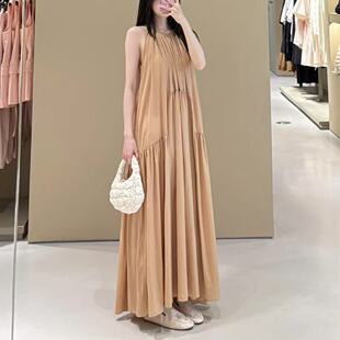 CS女装 纯色挂脖裙休闲版型A字无袖连衣裙2025春夏新品1266203003