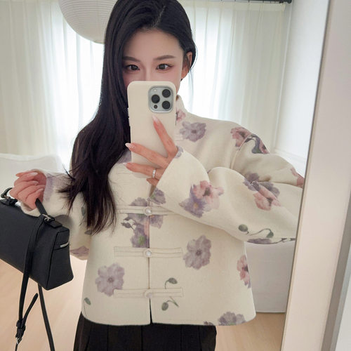SW绵羊毛双面穿新中式毛呢外套女