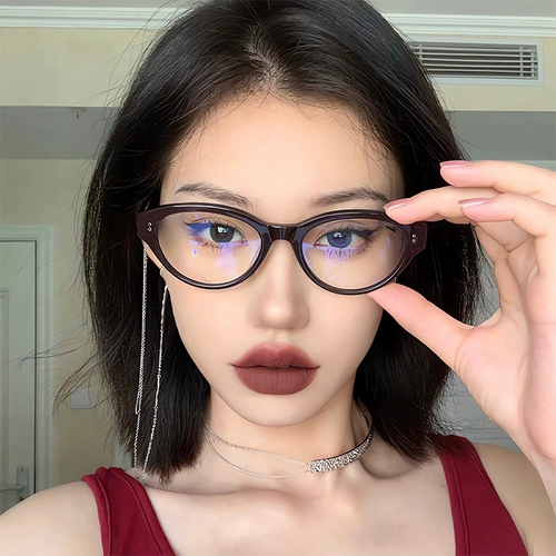 Оправа для очков в корейском стиле для женщин с квадратным и круглым лицом, оправа «кошачий глаз» с защитой от радиации и синего света, может сочетаться с близорукостью и степенью близорукости для модных фотографий.