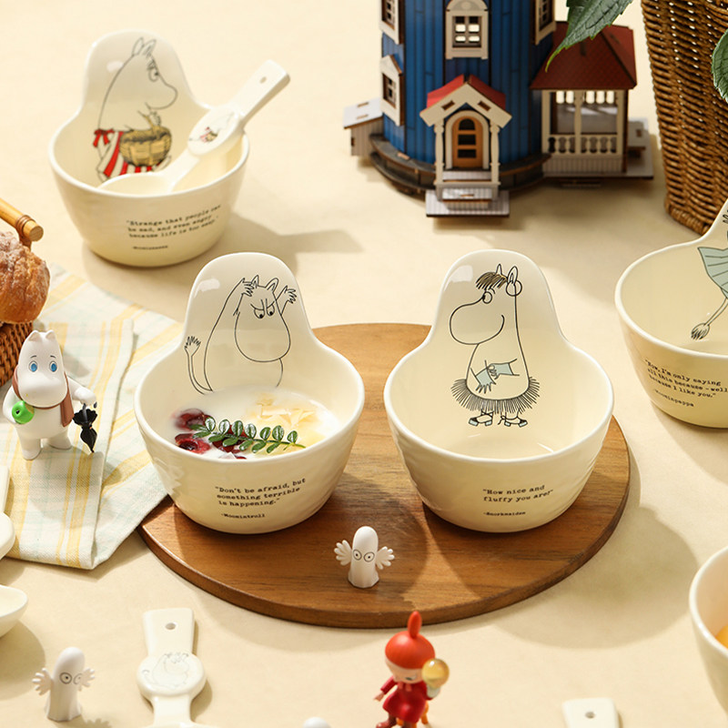 moomin姆明陶瓷碗餐具饭碗手把碗亚美儿童卡通可爱饭碗早餐麦片碗,餐饮具,碟,淘宝优惠券,粉丝福利购,淘宝优惠卷