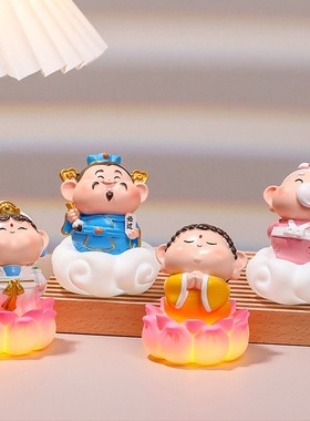 五路财神爷桌面摆件新年汽车摆件国潮福气神仙办公室卡通公仔礼物