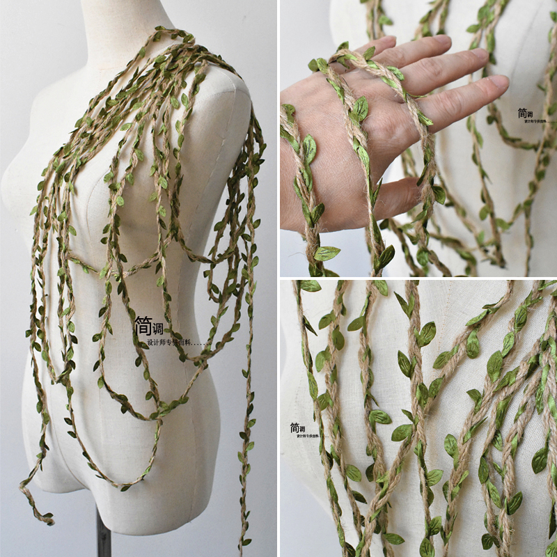绿色仿真花麻绳叶子花边辅料树枝植物藤蔓条假花手工材料婚庆装饰