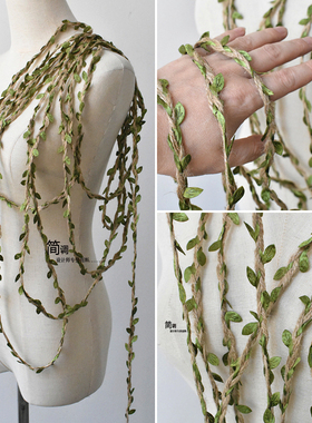 绿色仿真花麻绳叶子花边辅料树枝植物藤蔓条假花手工材料婚庆装饰