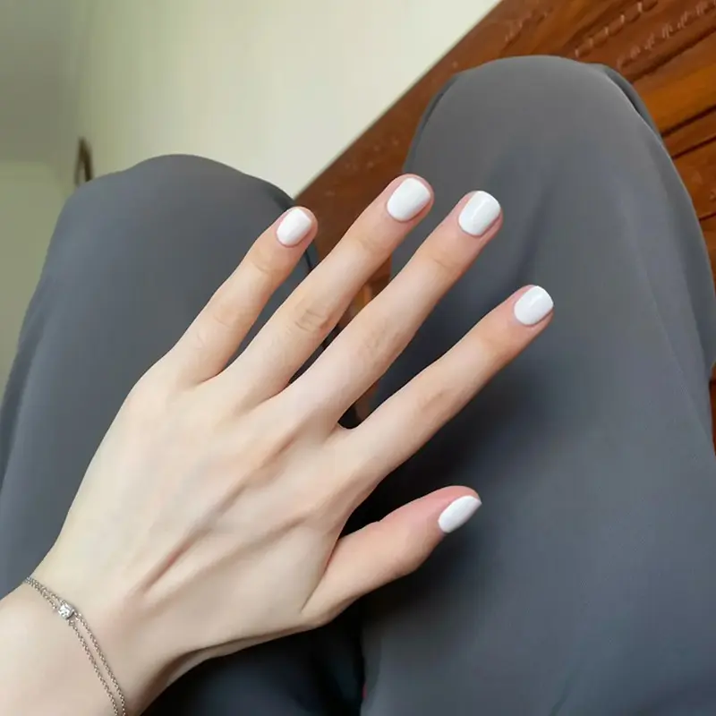【O'Nail 欧奈儿】简约纯色白色欧方型短款纯色美甲贴穿戴甲成品