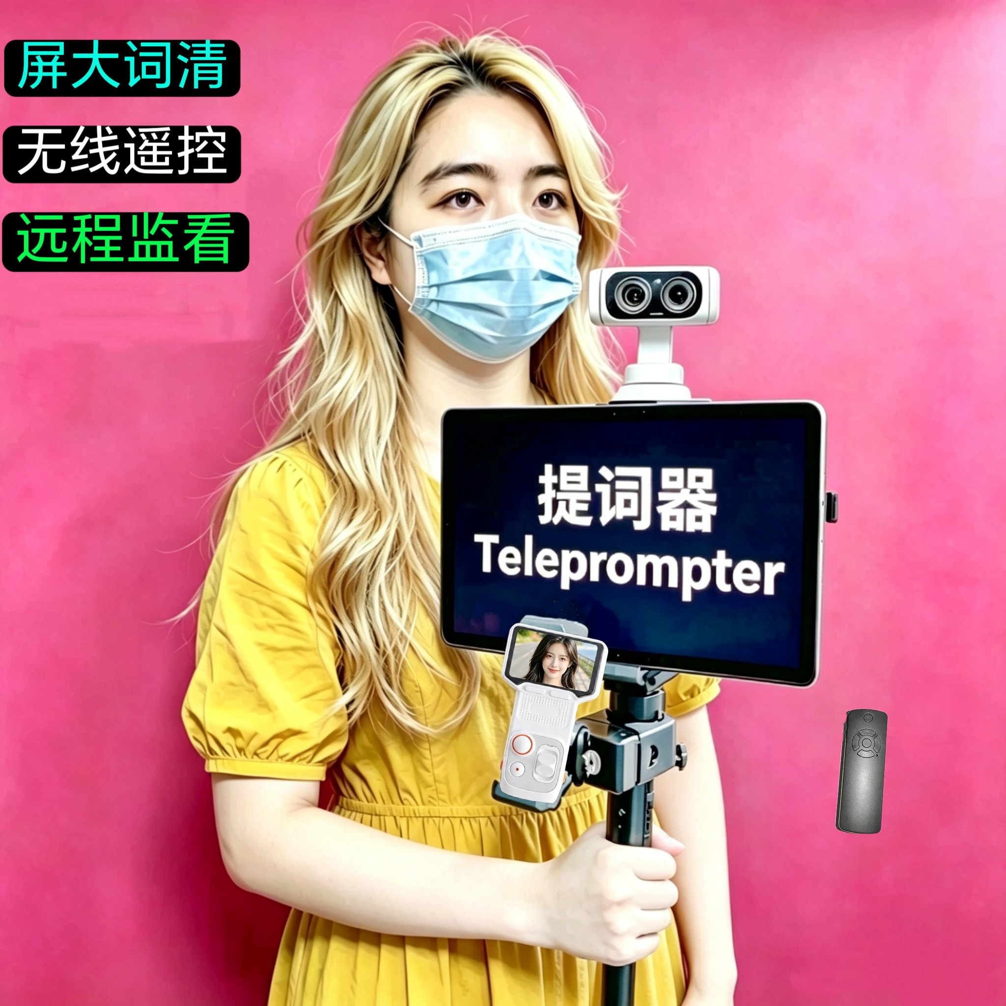 适用影 Luna Ultra录课平板提词器大屏监看户外手持念稿架防忘词