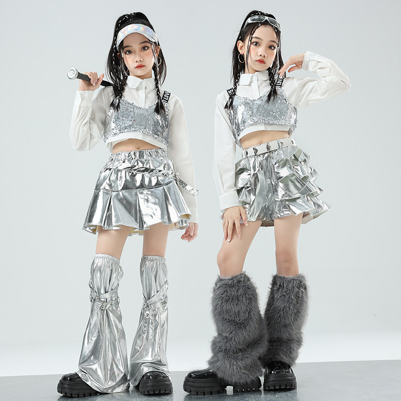 女孩jazz女团亮片舞蹈演出服甜酷爵士舞服装少儿模特走秀时尚潮服