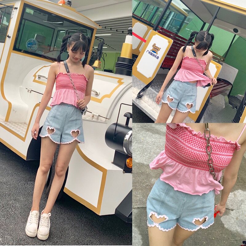 牛仔短裤夏季日系少女高腰显瘦图片