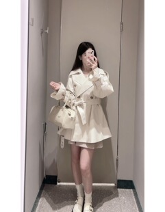 31号补款 双排扣风衣通勤 ｜开春断货王英伦甜美日系气质小个子短款