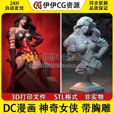 DC英雄 WonderWoman 神奇女侠带胸雕 3d打印模型stl图纸文件素材