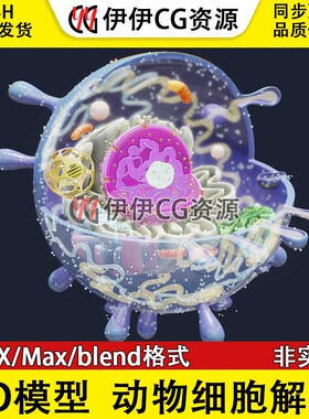 3D模型3Dmax生物模型解刨动物细胞中心体细胞膜线粒体核糖高尔基