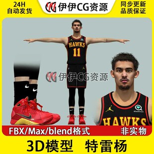 3D模型素材3Dmax篮球运动员NBA球星老鹰队球员特雷杨Trae Young