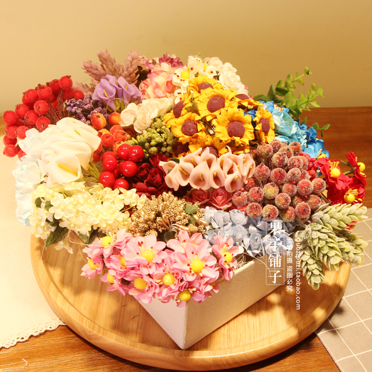 仿真向日葵馬蹄蓮玫瑰紙花diy材料賀卡包裝盒喜糖盒配件裝飾假花