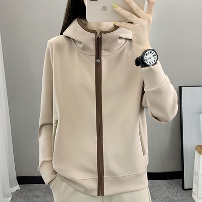 休闲短外套2024春秋连帽针织开衫