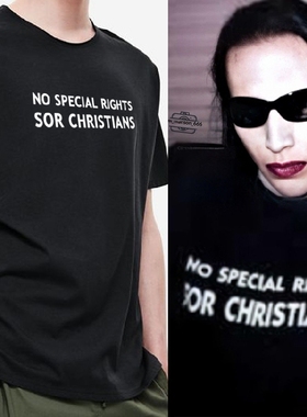 Marilyn Manson玛丽莲曼森同款英文男女短袖T恤文字国潮纯棉打底T