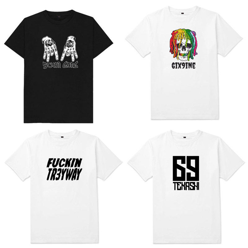 6ix9ine血帮匪帮ins超火说唱彩虹哥69同款短袖T恤嘻哈潮Tekashi69