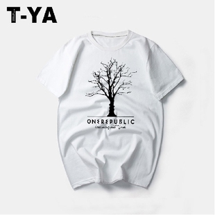 新款欧美潮流DJ电子音共和时代OneRepublic嘻哈短袖T恤男女宽松T